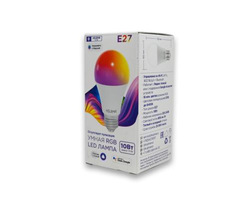 Умная светодиодная лампочка RGB с Wi-Fi, Яндекс Алисой, Google Home, Марусей, Smart Bulb E27 10W (Уценка)