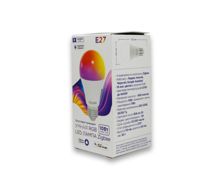 Умная светодиодная лампочка RGB Zigbee, Яндекс Алисой, Google Home, Марусей, Smart Bulb E27 10W (Уценка)